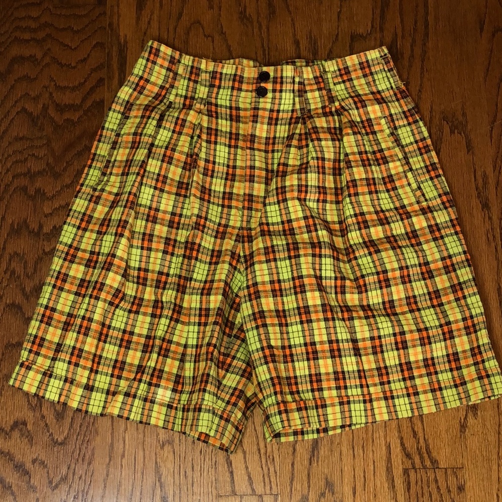 Retro Yellow Plaid Shorts